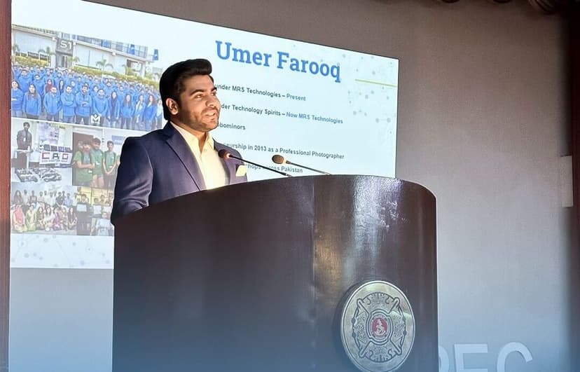 CTO MRS Technologies, Umer Farooq giving speech as honorary guest at COMPPEC (NUST EME)