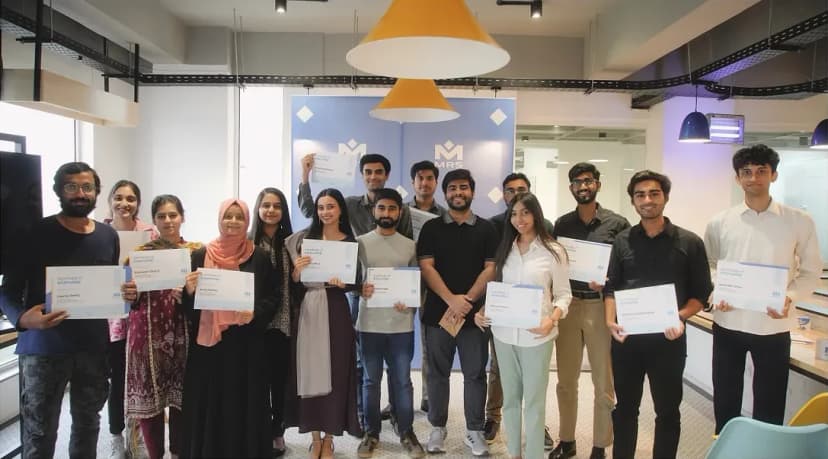 Interns celebrating successful internship program with Mentors at MRS Technologies